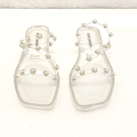 STEVE MADDEN NONII Clear/Pearl Embellished Sandals. Women's Size 7 - Picture 2 of 13